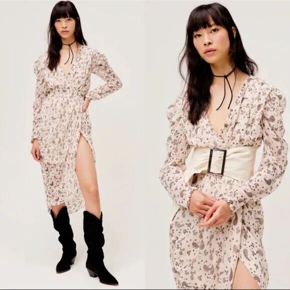 For Love & Lemons Boho Chic Paisley Print Midi Dress Size Large - Picture 1 of 15
